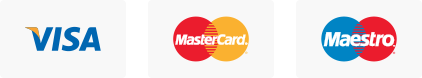 Logos des moyens de paiement : Visa, Mastercard et Maestro
